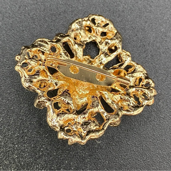 Colourful Gemstone Vintage Inspired Gold Tone Brooch - Picture 4 of 8